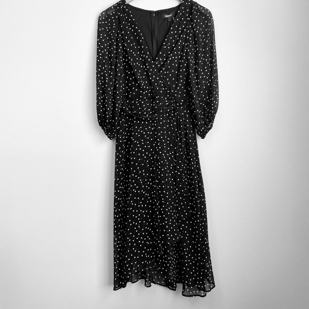 DKNY | Balloon Sleeve Chiffon Midi Dress